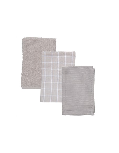 Set 3 Paños Cocina Rizo-Jacquard D'CASA Essential gris 292910