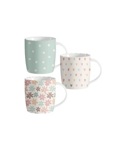 Taza Mug 350ml Cerámica D'CASA Margaritas-Corazones 2776963