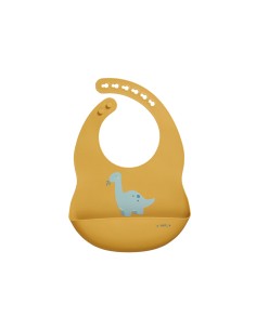Babero Silicona con Bolsillo SARO Mustard Dino 16624