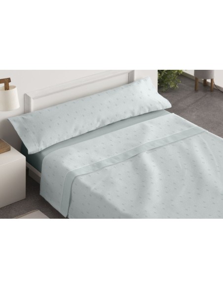 JUEGO DE SABANAS TELA DORVEL 871 TURQUESA BURRITO BLANCO