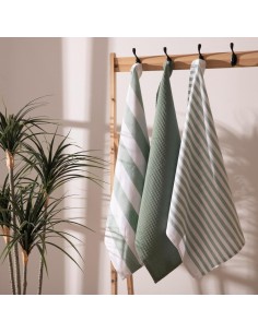 PACK 3 PAÑOS DE COCINA ALGODON LINES 50X70 DESKARAO